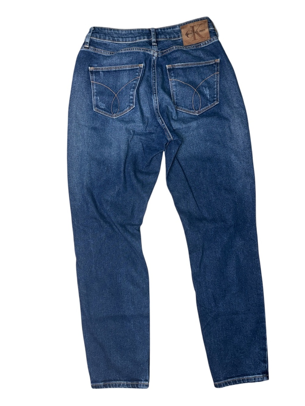 Calvin Klein Jeans Size 28 High Waist Straight Leg Distressed Blue Denim - Picture 4 of 6